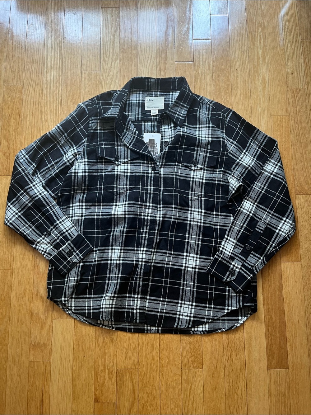 Black & White Plaid Button-Up Shirt from tilly’s